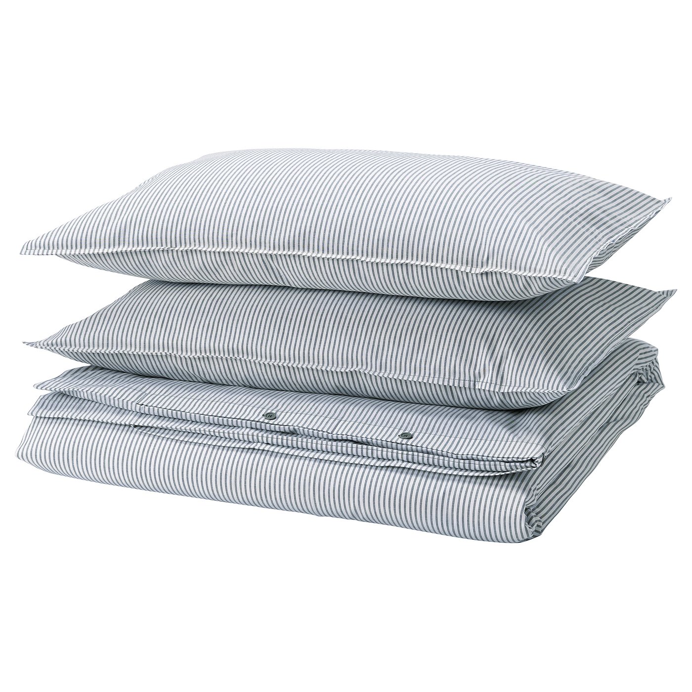 SOLFIBBLA Sarung duvet dan 2 sarung bantal, putih biru/jalur, 200x200/50x80 cm