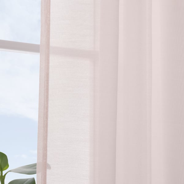 STENFRÖ Langsir nipis, 1 pasang, merah jambu/dengan pita tendas, 145x250 cm
