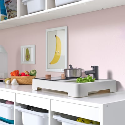 STENMUS Dapur mainan mini, putih/hitam