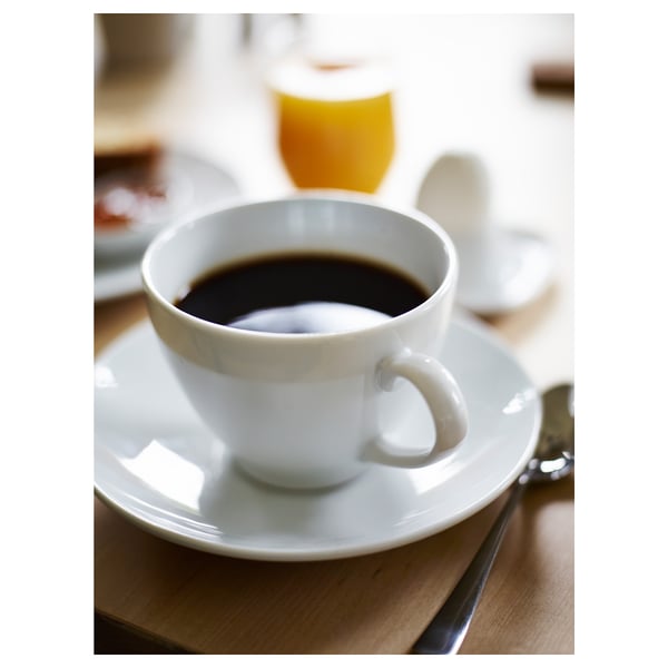 VÄRDERA Cawan dan piring kopi, putih, 20 cl