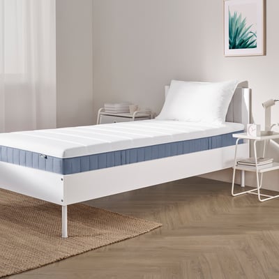 VALLBERGET Tilam spring poket, dengan sabut teramat padat/biru muda, 90x200 cm