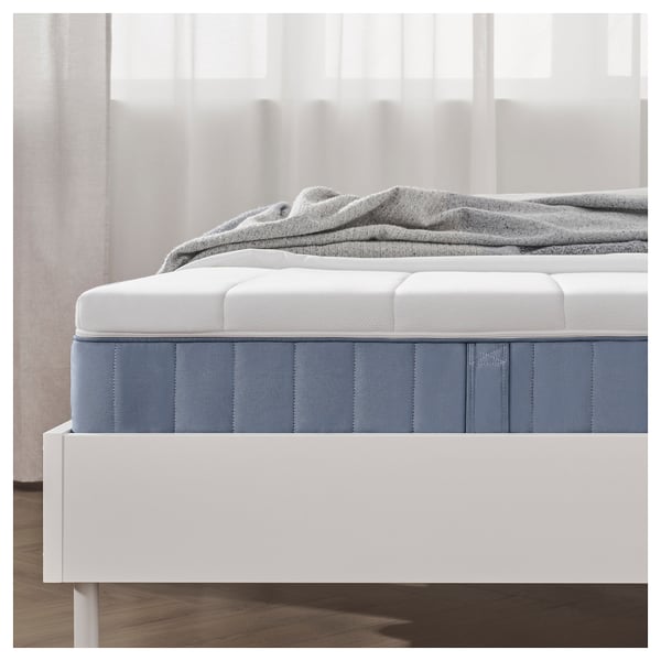 VALLBERGET Tilam spring poket, dengan sabut teramat padat/biru muda, 90x200 cm