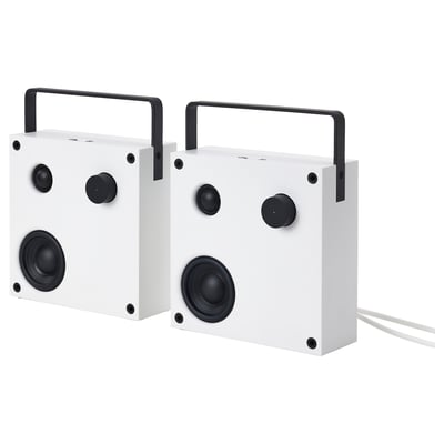 VAPPEBY Pembesar suara bluetooth, putih/set 2 unit gen 3, 20x20 cm