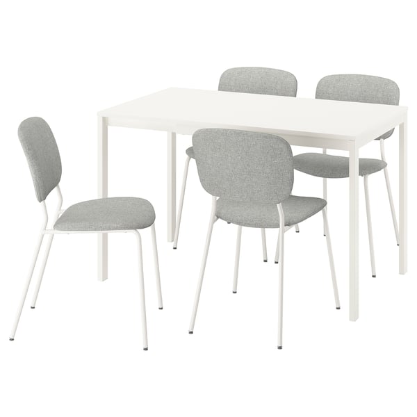 VIHALS / VIHALS Meja dan 4 kerusi, putih/putih kuning air kelabu Tibbleby, 84/120x74 cm