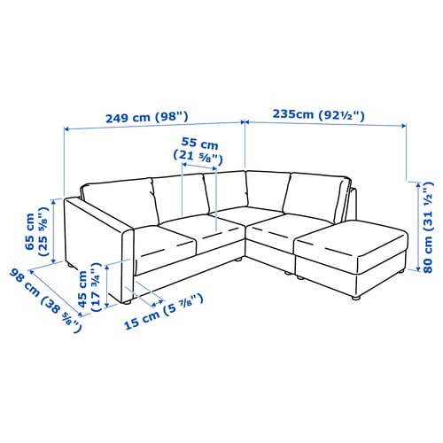VIMLE Sofa penjuru 4 tempat duduk