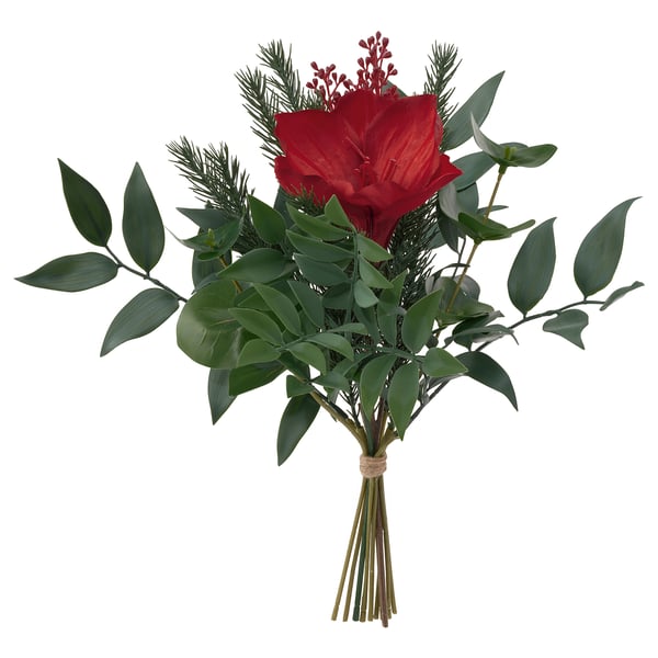 VINTERFINT Bouquet tiruan, dalam/luar/merah, 35 cm
