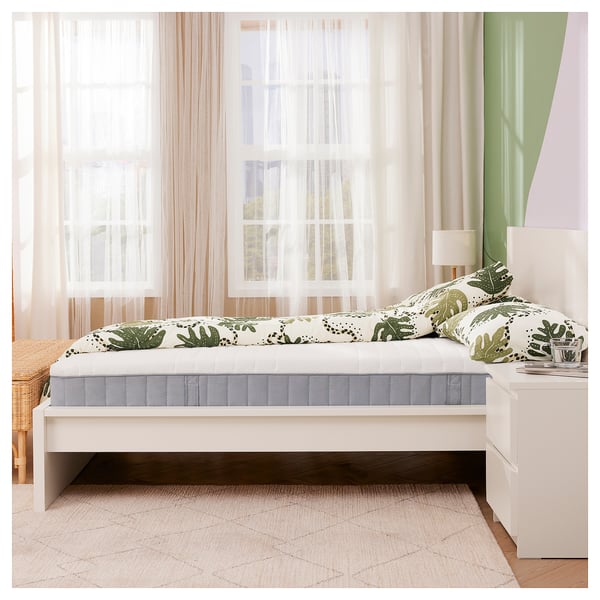 VITMÅSEN Tilam spring poket, dengan lateks lebih padat/biru muda, 150x200 cm