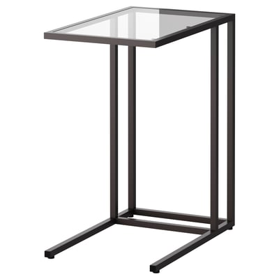 VITTSJÖ Kaki komputer riba, hitam coklat/kaca, 35x65 cm