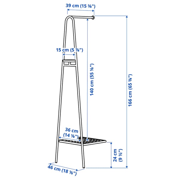 Illustration with measurements for the product: ÄLGANÄS.
