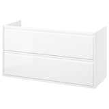 ÄNGSJÖN white bathroom cabinet, sleek minimalist design with integrated handles.