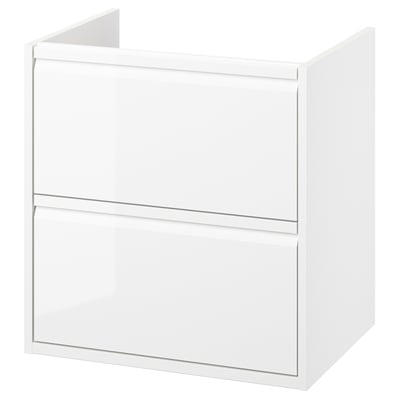 ÄNGSJÖN white wall-mount wash-stand with drawers, minimalist design.