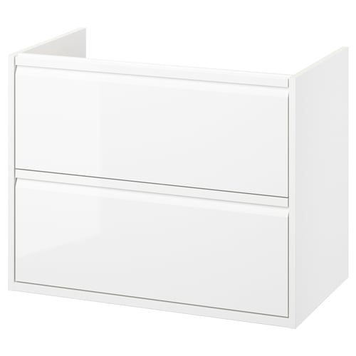 ÄNGSJÖN white bathroom cabinet: sleek, modern design with integrated handles and drawers.