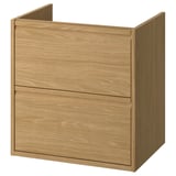 ÄNGSJÖN oak-brown bathroom cabinet, sleek wood finish, two full drawers, wall-mountable.