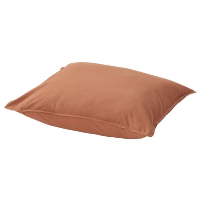 Single brown pillowcase, square shape, smooth texture, simple design.