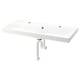 White wall-mount sink, rectangular, integrated marble basin, sleek modern design.