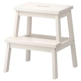 BEKVÄM white step stool, simple design, two steps, sturdy wood.