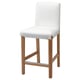BERGMUND white barstool. Wood legs, cushioned seat and backrest. Modern design.