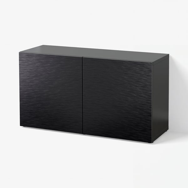 BESTÅ Shelf unit with doors, black-brown/Laxviken black, 120x42x64 cm