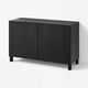 BESTÅ Storage combination with doors, black-brown/Timmerviken/Stubbarp black, 120x42x74 cm