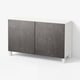 BESTÅ Storage combination with doors, white Kallviken/Stubbarp/dark grey concrete effect, 120x42x74 cm