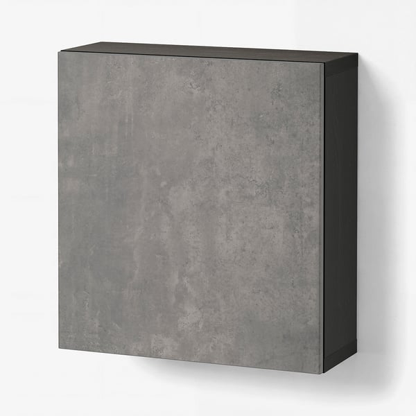 BESTÅ Wall-mounted cabinet combination, black-brown/Kallviken dark grey, 60x22x64 cm