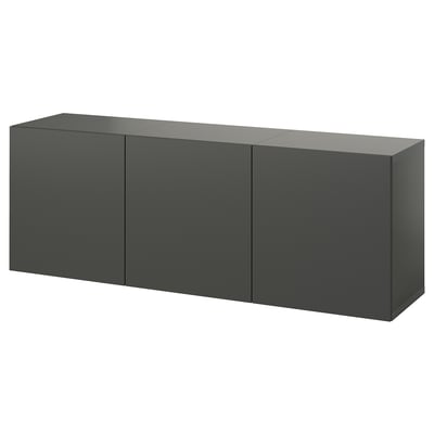 Modern black wall-mounted cabinet with clean lines and flat doors for sleek storage.