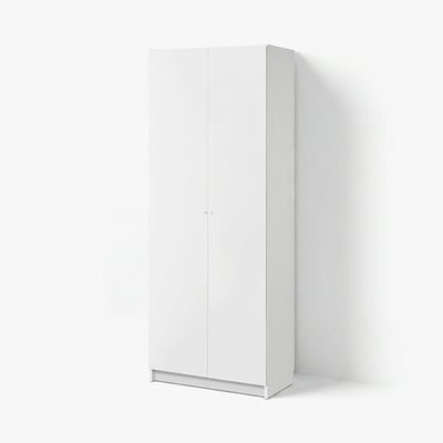 A white BILLY bookshelf, a modern minimalist design with a tall rectangular shape and flat surfaces for storage.