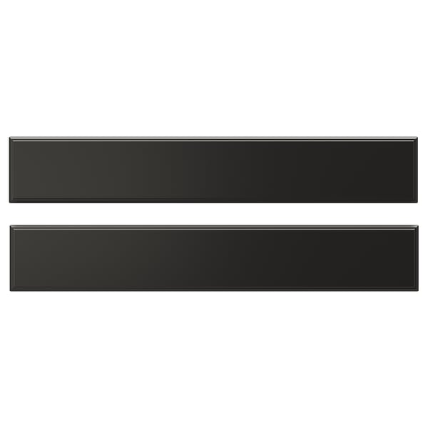 BODBYN black drawer fronts, fiberboard with smooth lacquered finish, rectangular and bevelled panel design.