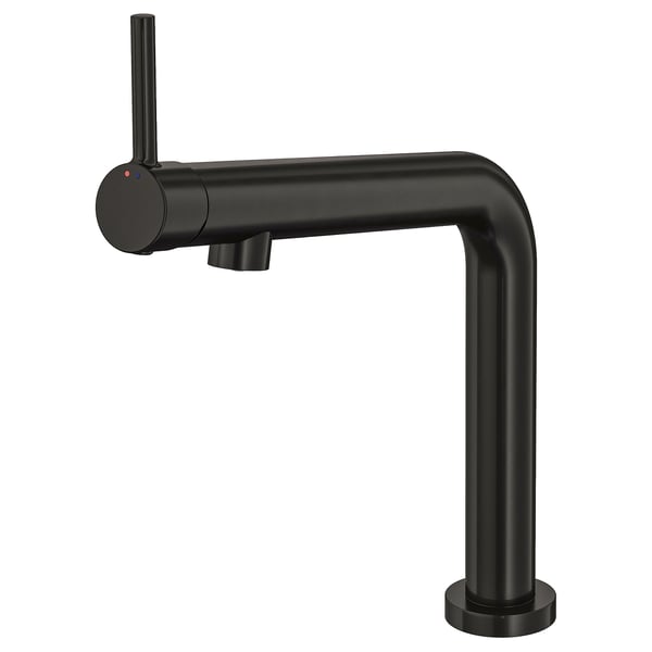 Black tap: modern, single handle, stainless steel, water-saving.