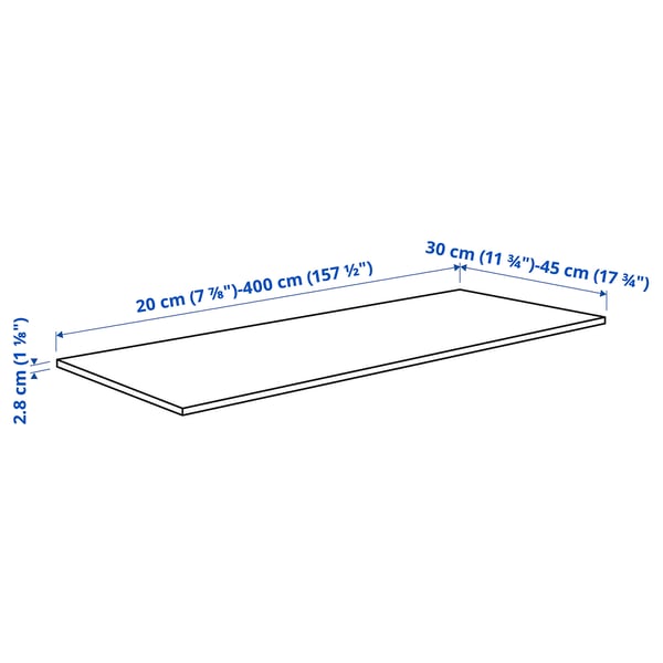 EKBACKEN Custom made worktop, grey terrazzo effect/laminate, 30-45x2.8 cm