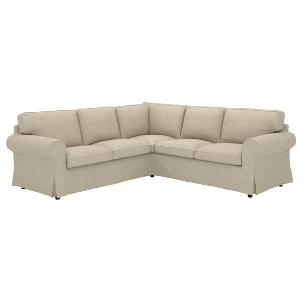 EKTORP Corner sofa, 4-seat, Hemmesta light beige