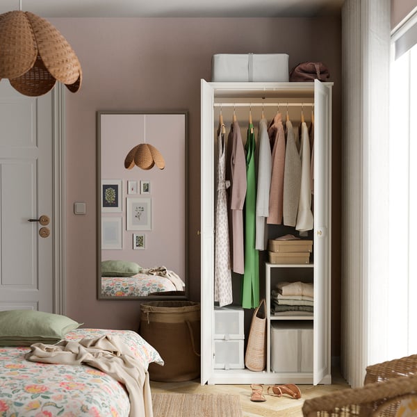 FÅGELFJÄLLET Wardrobe with 2 doors, off-white, 82x60x194 cm