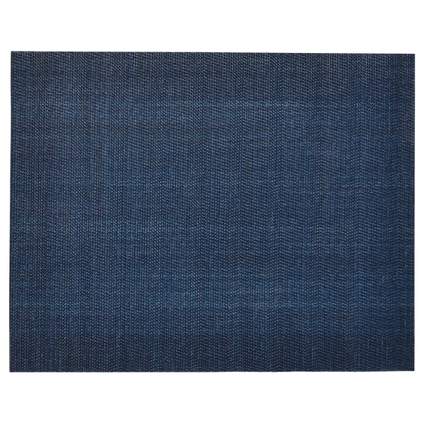 FLYGFISK dark blue woven plastic place mat, rectangular, simple textured design.