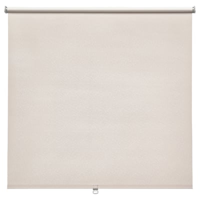FÖNSTERBLAD beige roller blind, soft beige with subtle circle pattern, blocks light, cordless.