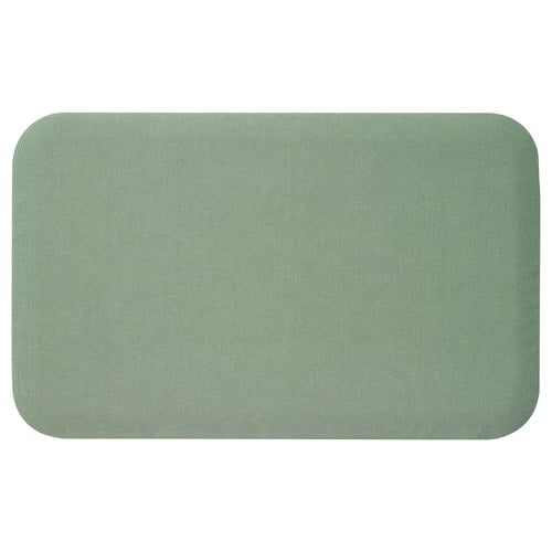 A green FREIVID anti-fatigue mat with a striped pattern, rectangular shape, and soft foam core.