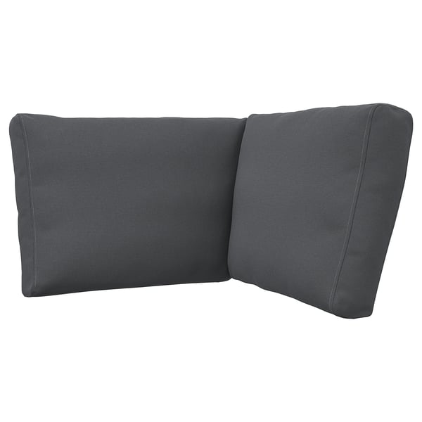 Dark grey, rectangular outdoor seat cushion with zip, made from recycled polyester.