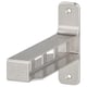 A silver, l-shaped GRANHULT bracket made of nickel-plated aluminium, designed to hide shelf joints.