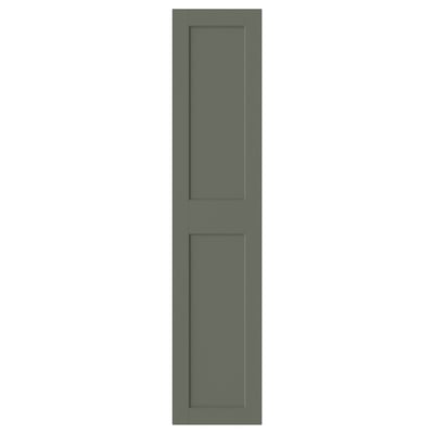A GRIMO door in grey-green. It has a classic yet modern panel design with wide frames.