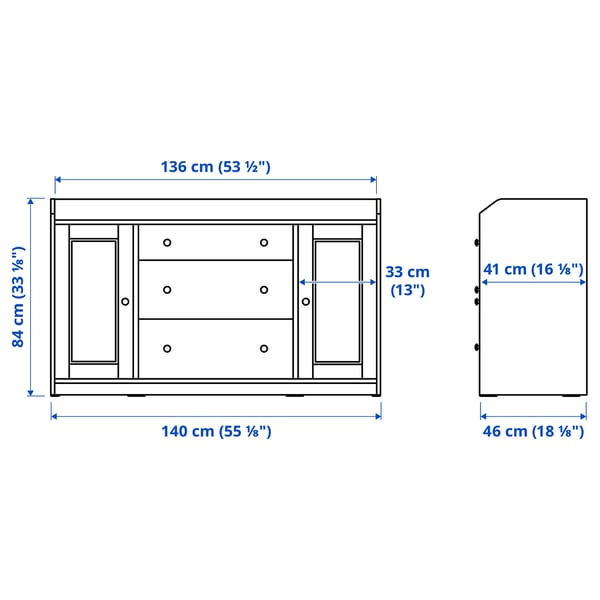 Illustration with measurements for the product: HAUGA.