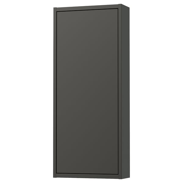 Dark grey, rectangular wall cabinet with sleek, minimalist design.