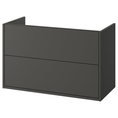 Dark grey modern bathroom cabinet with two drawers.