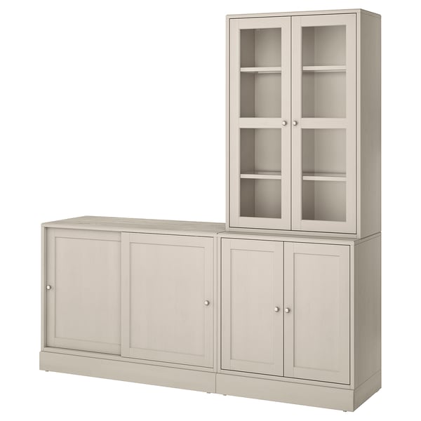 HAVSTA pine storage set: sideboard, cabinet, basic unit with glass doors.