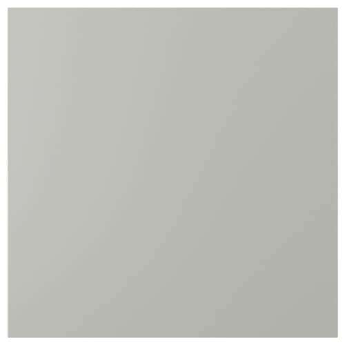 HAVSTORP square grey kitchen door, smooth, flat surface, light grey colour, made of acrylic painted fiberboard.