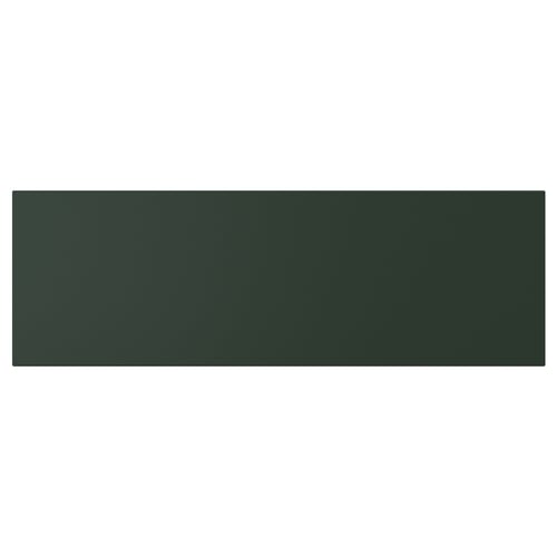 A rectangular panel from the HAVSTORP series in dark green. It has clean lines and a smooth finish, made of acrylic paint and fibreboard.