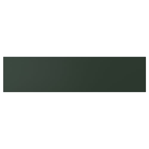 HAVSTORP rectangular green shelf, sleek design, flat surface.
