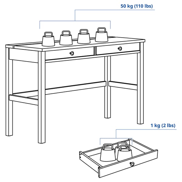 Illustration with measurements for the product: HEMNES.