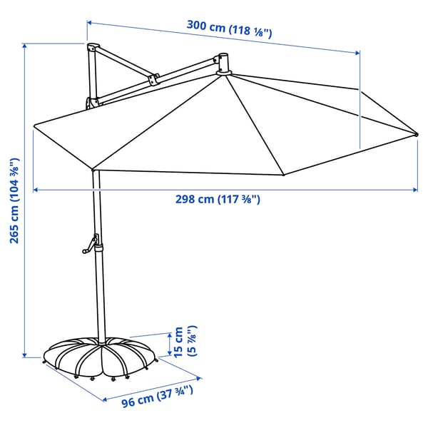 Illustration with measurements for the product: HISSÖ.