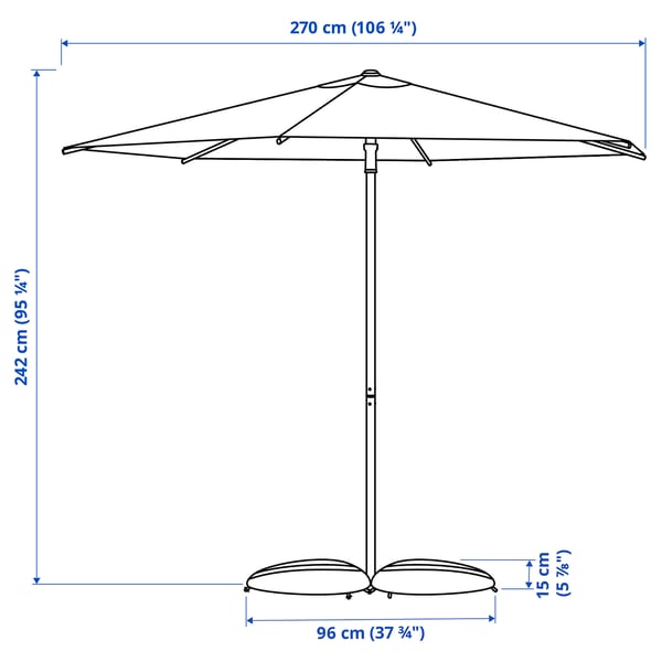 Illustration with measurements for the product: HÖGÖN.