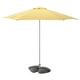 HÖGÖN / IGGÖN Parasol with base, off-white bright yellow/striped dark grey, 270 cm