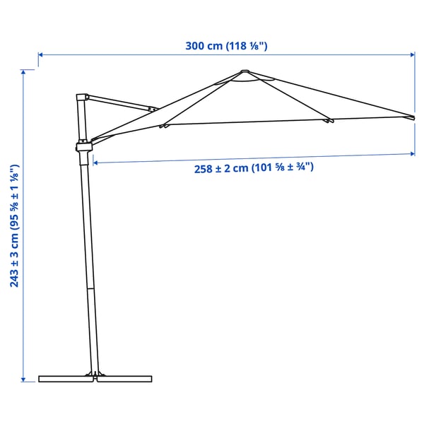 Illustration with measurements for the product: HÖGÖN.
